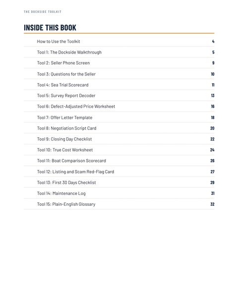 The free Dockside Walkthrough checklist